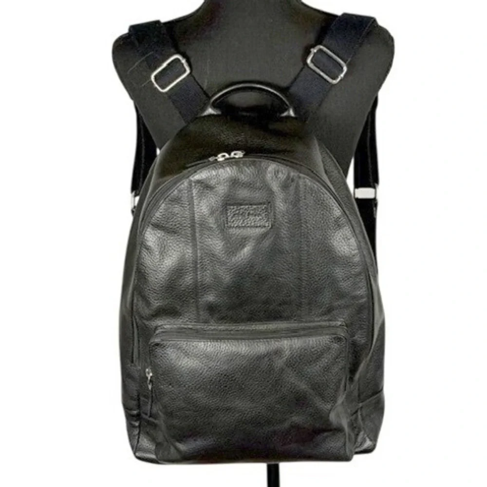 Cole Haan Black Pebble Grain Leather Backpack Mens Commuter Travel Bag Luxury